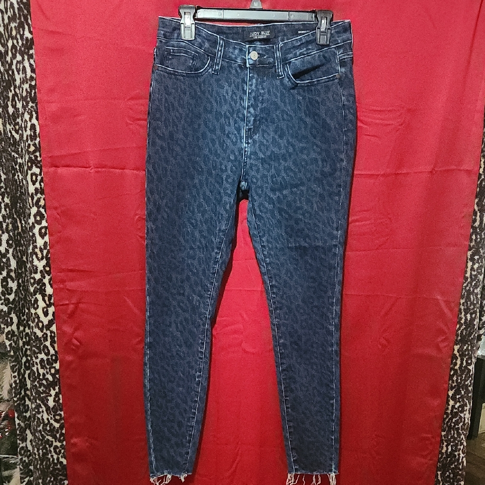 Judy Blue Dark Blue Leopard Skinny Jeans